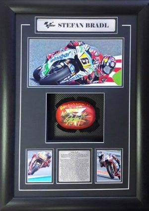 Stefan Bradl 2011 Moto2 Worldchampion race used & signed Kneeslider