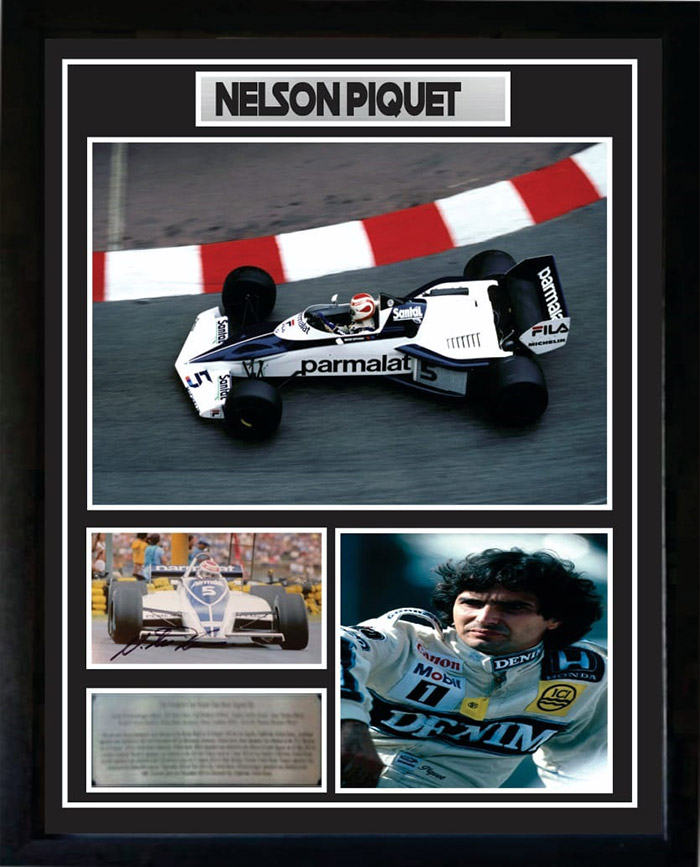 Nelson Piquet World Champion Signed Framed Formula One Photograph