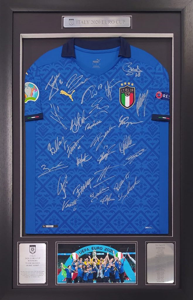 Italy UEFA Euro 2020 Winners Team Signed Framed Jersey