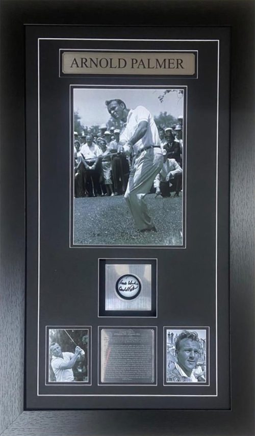 Arnold Palmer signed and framed Golf Ball