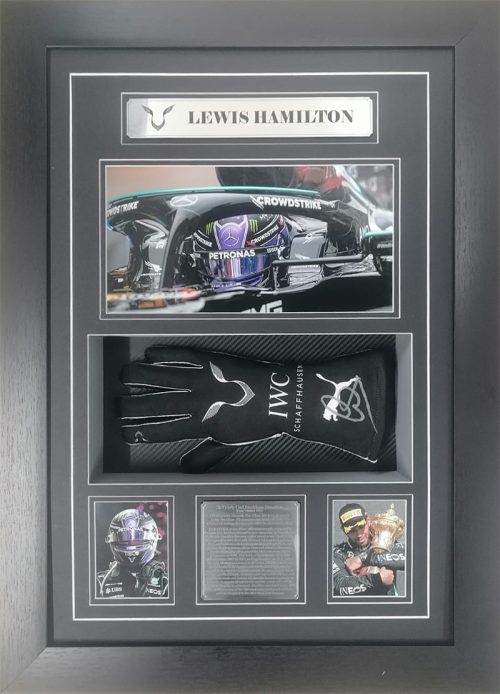Lewis Hamilton signed and Framed F1 Glove