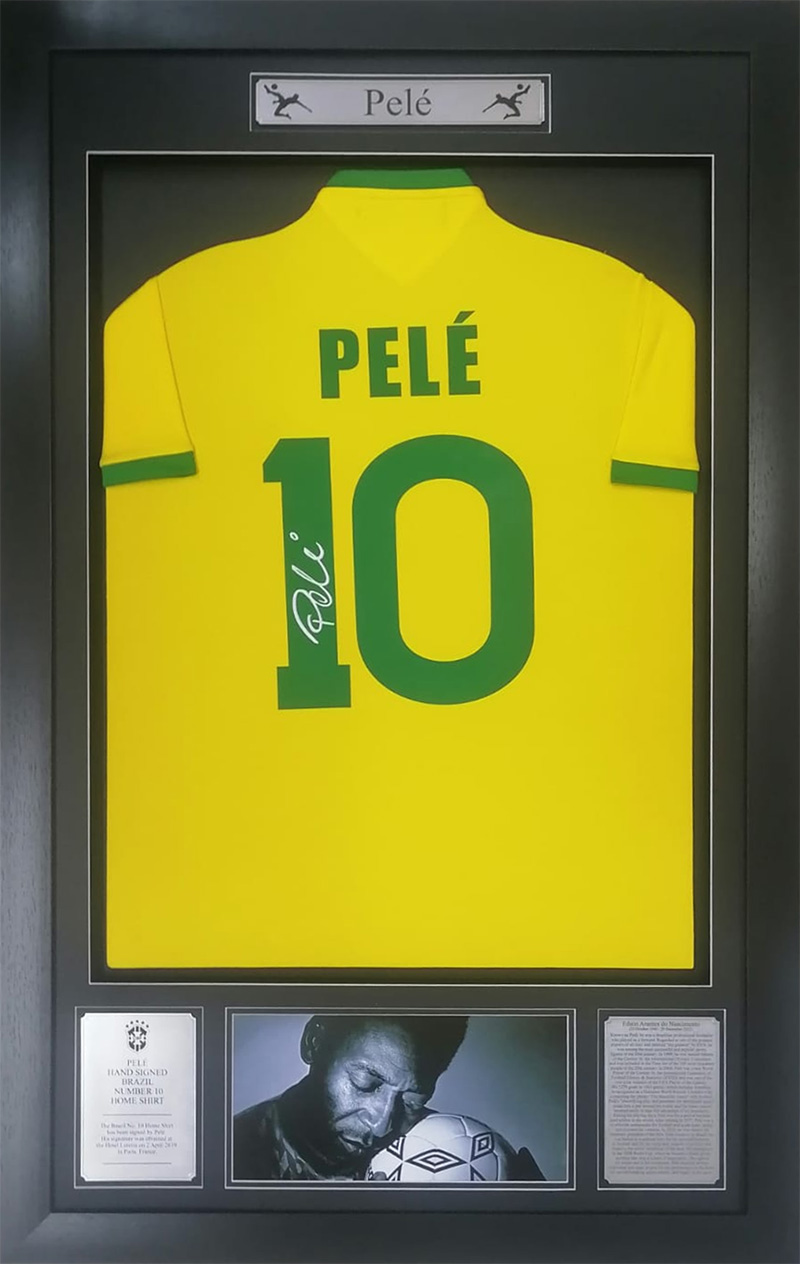 Pele Brazil Rare Signed and Framed Number 10 Jersey
