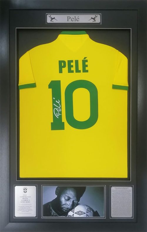 Pele Brazil Rare Signed and Framed Number 10 Jersey