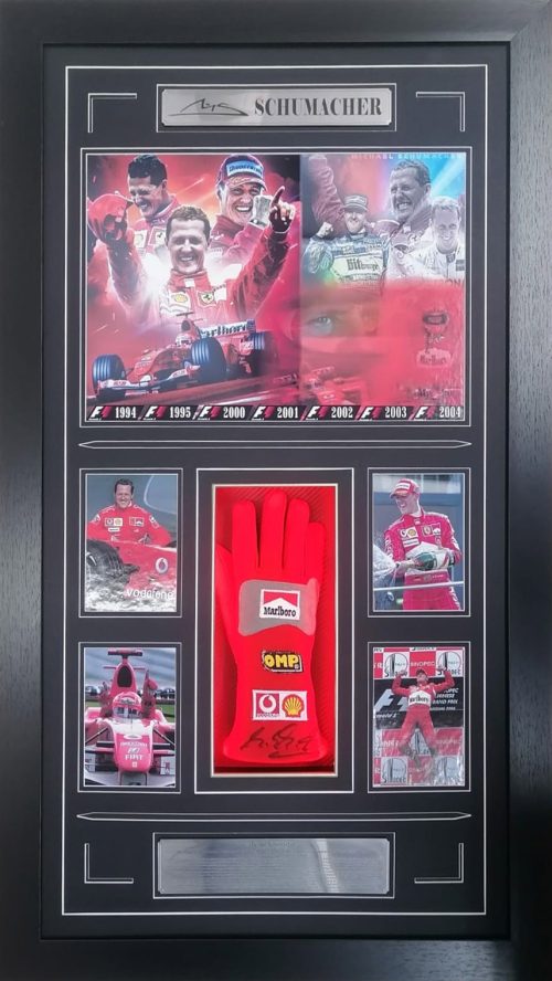 Michael Schumacher rare signed Formula One Ferrari Glove