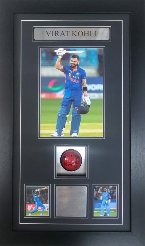 Virat Kohli Signed and Framed Cricket Ball