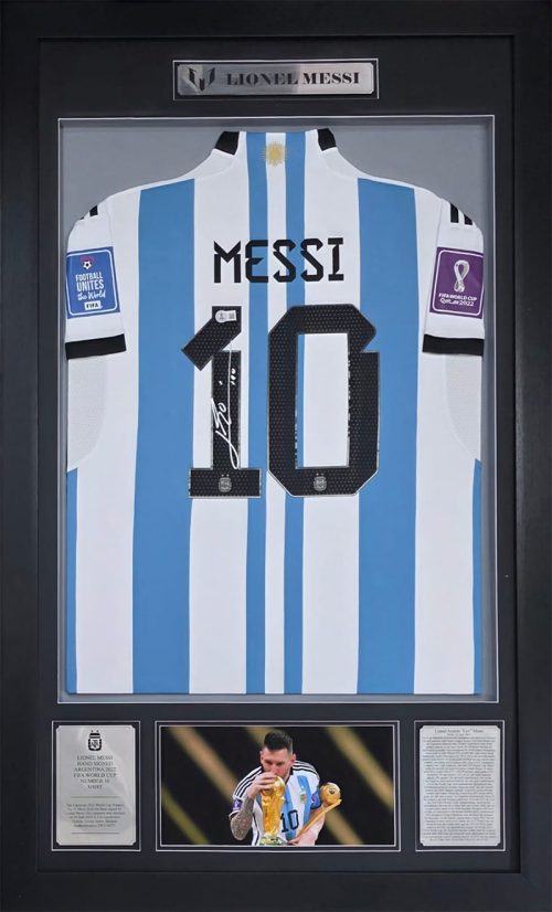 Lionel Messi Argentina 2022 World Cup Signed and Framed Shirt
