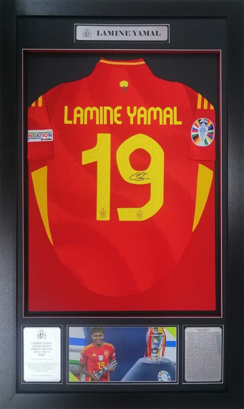 Lamine Yamal Spain Euro 2024 No 19 signed and Framed Shirt