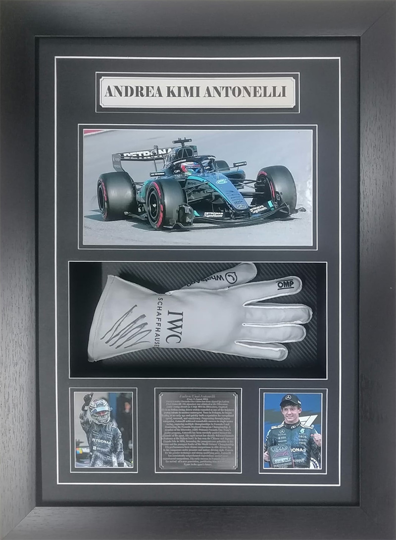 Andrea Kimi Antonelli signed and framed Formula One Glove