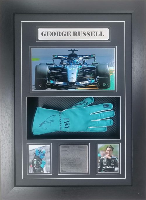 George Russell signed and framed Formula One Glove